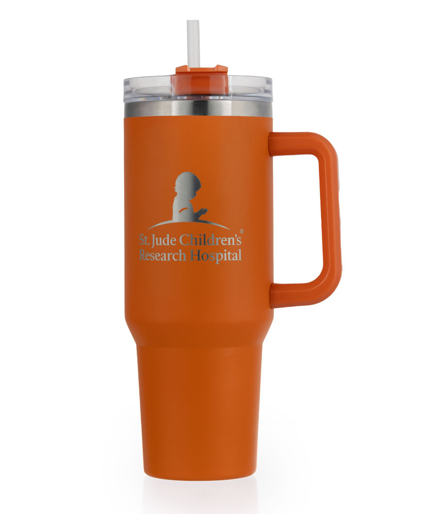40oz Double Wall Travel Mug with Handle – Orange